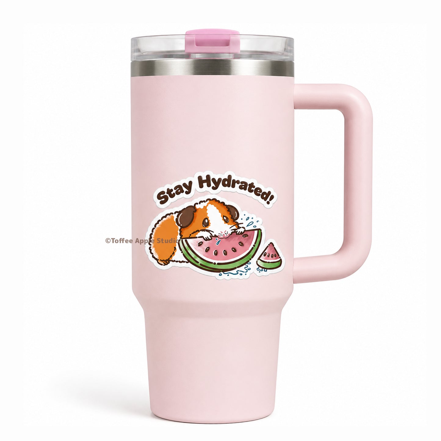 Stay Hydrated Guinea Pig Vinyl Sticker - White