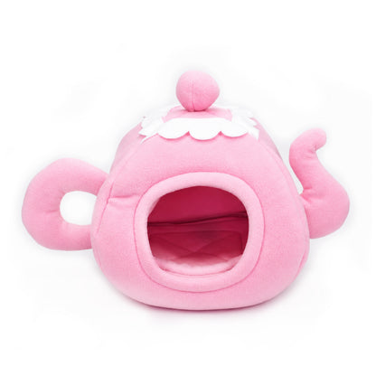 Pink Tea Pot Guinea Pig Bed with White Frill