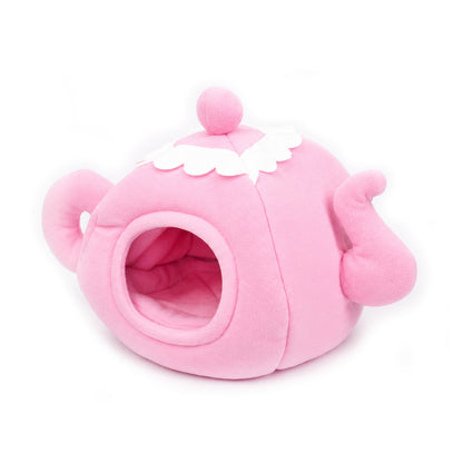 Pink Tea Pot Guinea Pig Bed with White Frill