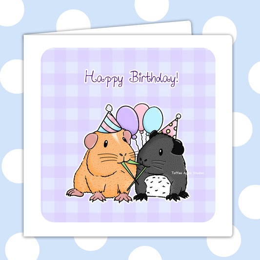 Personalised Guinea Pig Birthday Party Card, front view