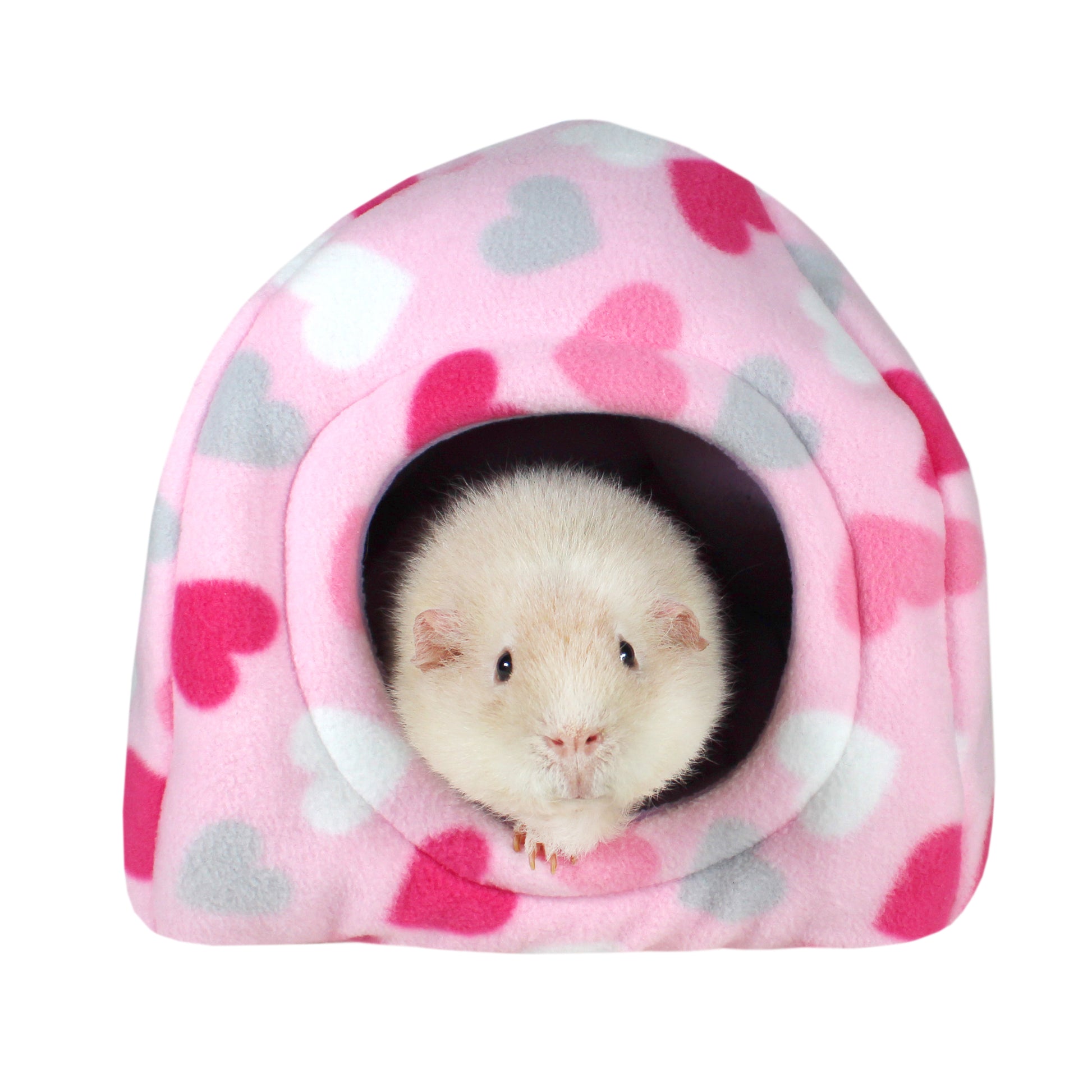  Pastel Hearts Guinea Pig Accessory Set, front view of the hidey house with guinea pig