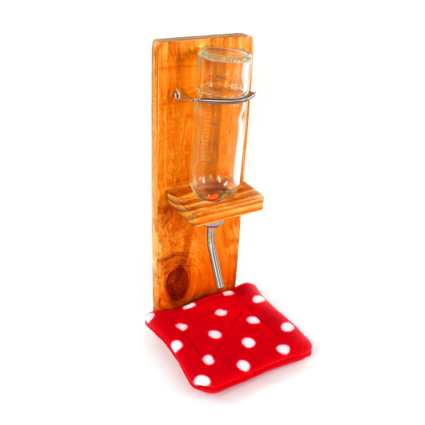 Red Polka Dot Drip Pads for Small Animal Water Bottles