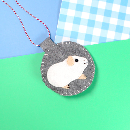 Felt White Guinea Pig Decoration